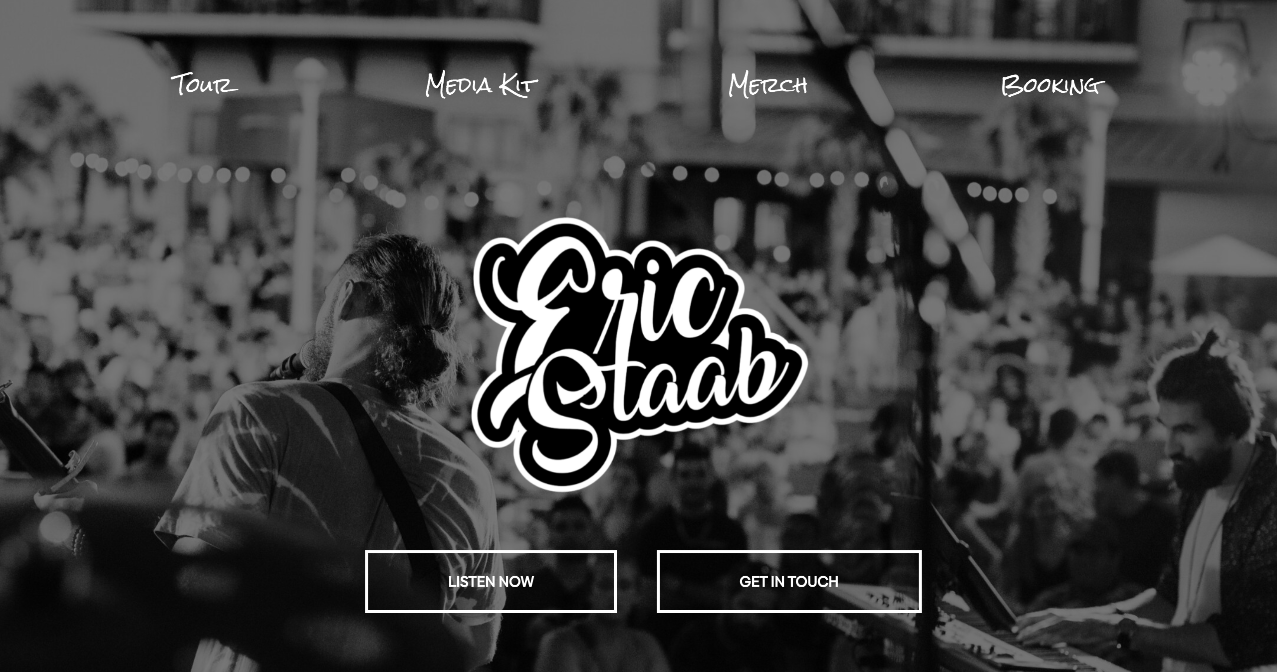 Screenshot of Eric Staab Music's landing page, designed by Beam Reach.